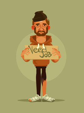 Man need job. Vector cartoon illustration