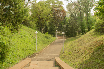 Glamorous ladder of the park with beautiful light lanterns pleases the audience