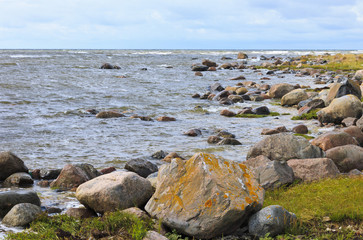 Rocky seashore of baltic sea.