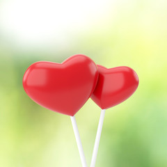 Couple hearts background. 3D rendering.