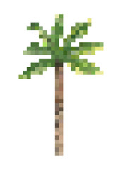 Naklejka premium coconut tree pixel art vector, isolated natural plant on white background