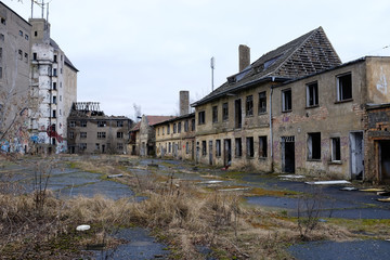 large abandoned factory site