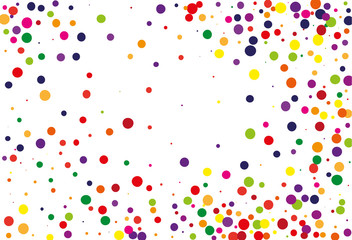 Obraz premium Festival pattern with color round glitter, confetti. Random, chaotic polka dot. 