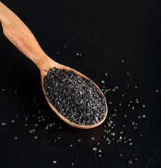 Himalayan black rock salt used in South Asia, the Himalayas, Pakistan.