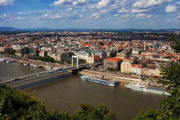 Fototapeta na wymiar City Of Budapest From Above At Danube River In Hungary