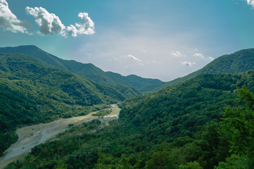 Mountain gorge under the scorching southern sun.