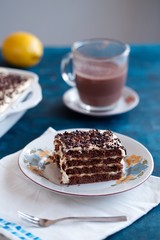 Slice of cake made of cookies