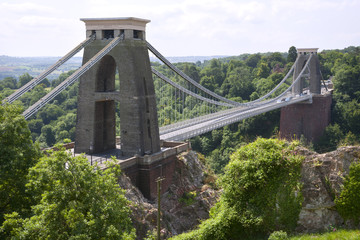 Naklejka na ściany i meble Historic landmark of The Clifton Suspension Bridge in the Clifton area of the City of Bristol, UK