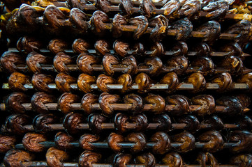 Smoked fish at the Warorot Market, Chiang Mai, Thailand.
