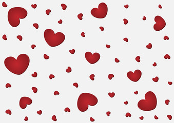 Romantic background, greeting card, banner with red hearts.