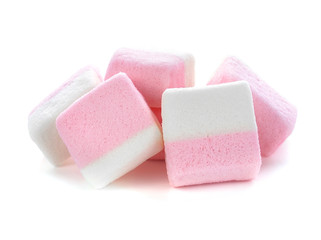 sweet marshmallows on white background