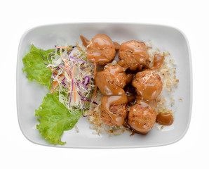 Takoyaki, Japanese food on white background.