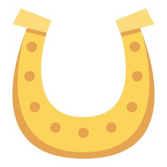 Golden horseshoe icon, flat style