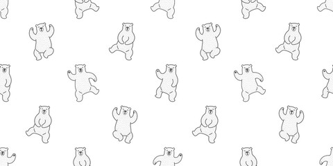 Bear seamless pattern polar bear vector isolated teddy dance wallpaper background white