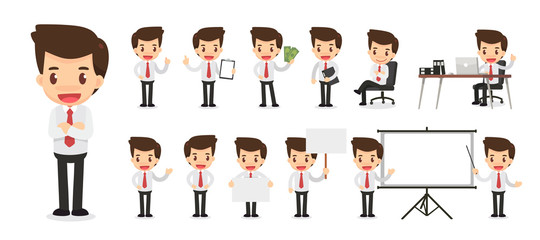 Set of businessman character in actions.