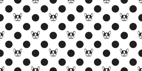 dog seamless pattern vector french bulldog polka dot isolated wallpaper background