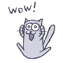 Funny orange cat Tik screaming Wow. Vector illustration