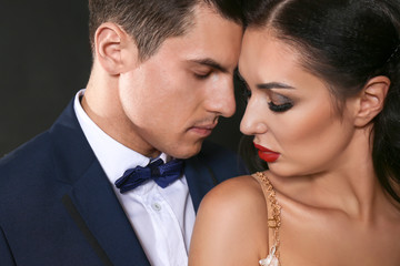 Sexy woman and businessman in suit, closeup