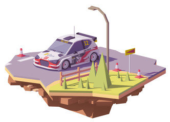 Vector low poly rally racing car