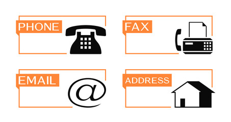Phone, fax, email and address banner