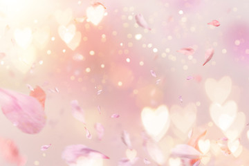 Flowers composition for Valentine's, Mother's or Women's Day. Pink flowers on old white wooden...