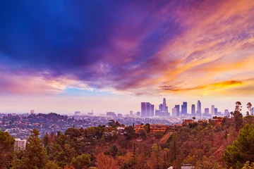 Foto auf Alu-Dibond Rosa Sonnenuntergang über Los Angeles © Gabriele Maltinti