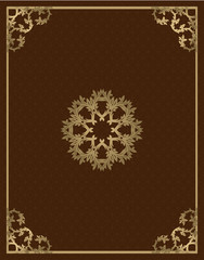 Vintage gold background, vector square ornamental frame with place for text. Can be used for documents, book cover, album, menu, poster, certificate.