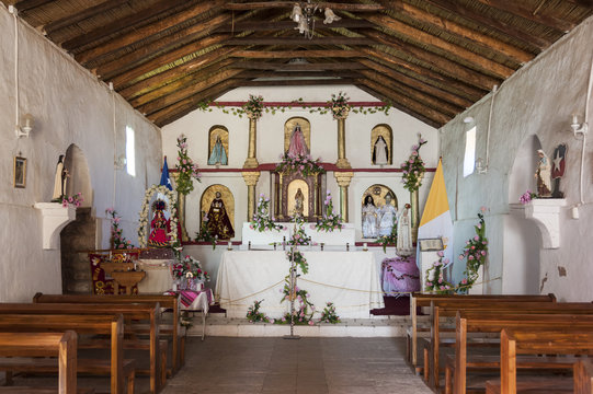 Interior of Saint Lucas Church, Toconao, Chile - South America