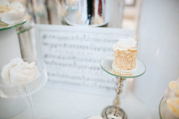 stylish luxury with musical decoration  wedding candy bar, cathering in the restaurant 