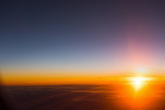 Aerial view of a clear sky at sunset