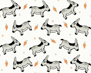 The donkey and the carrot seamless pattern