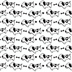 Black and white cute doggies pattern seamless