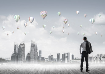 Motivation and inspiration concept with modern cityscape and bus