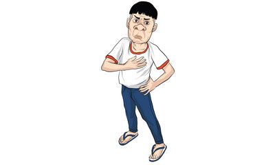 sticker line. man action cartoon vector