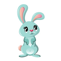 Beautiful funny little rabbit, pet. Lovely fluffy cartoon rabbit.