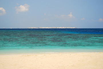 Male, North Malé Atoll, Republic of Maldives, view from Adaaran Prestige Vadoo resort hotel