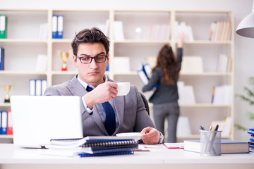 Angry boss unhappy with female employee performance