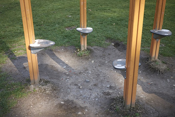 Milan, Italy - February 09, 2017 : Excercise tools in the park