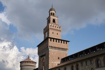 Fototapeta premium Milan, Italy - February 09, 2017 : View of Castello Sforzesco