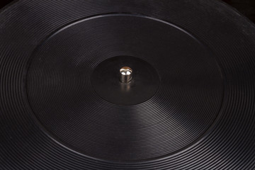 Close up shot of turntable platter