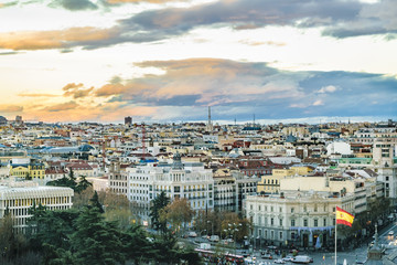 Aerial View Madrid Cityscape