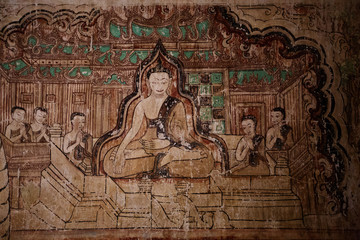 Interior of the ancient temples in Bagan, Myanmar