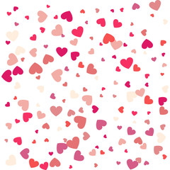 Flying heart confetti, valentines day vector background, romantic love vector simple texture.