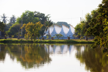 Fototapeta premium View to the complex of Kuthodaw pagoda near Mandalay, Myanmar