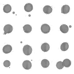 Set of gray blots on the white background. Ink stains.
