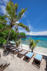 Blue lagoon beach near Padang bai port, Bali, Indonesia