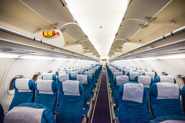 Fototapeta premium Airplane interior without passengers