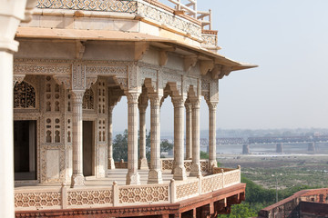Interior elements of the Red Fort in Agra, India