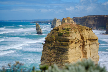Medium shot of Twelve Apostles rock formation, Australia