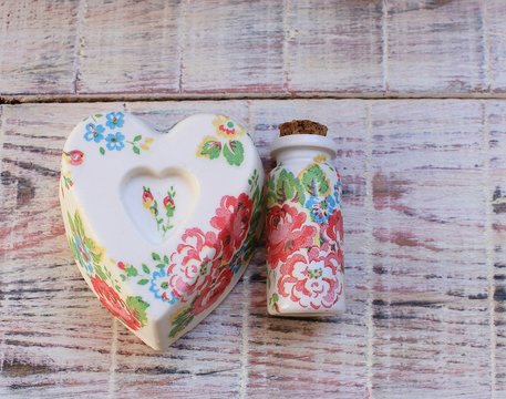 Handmade fragrance heart and bottle for St. Valentine's Day